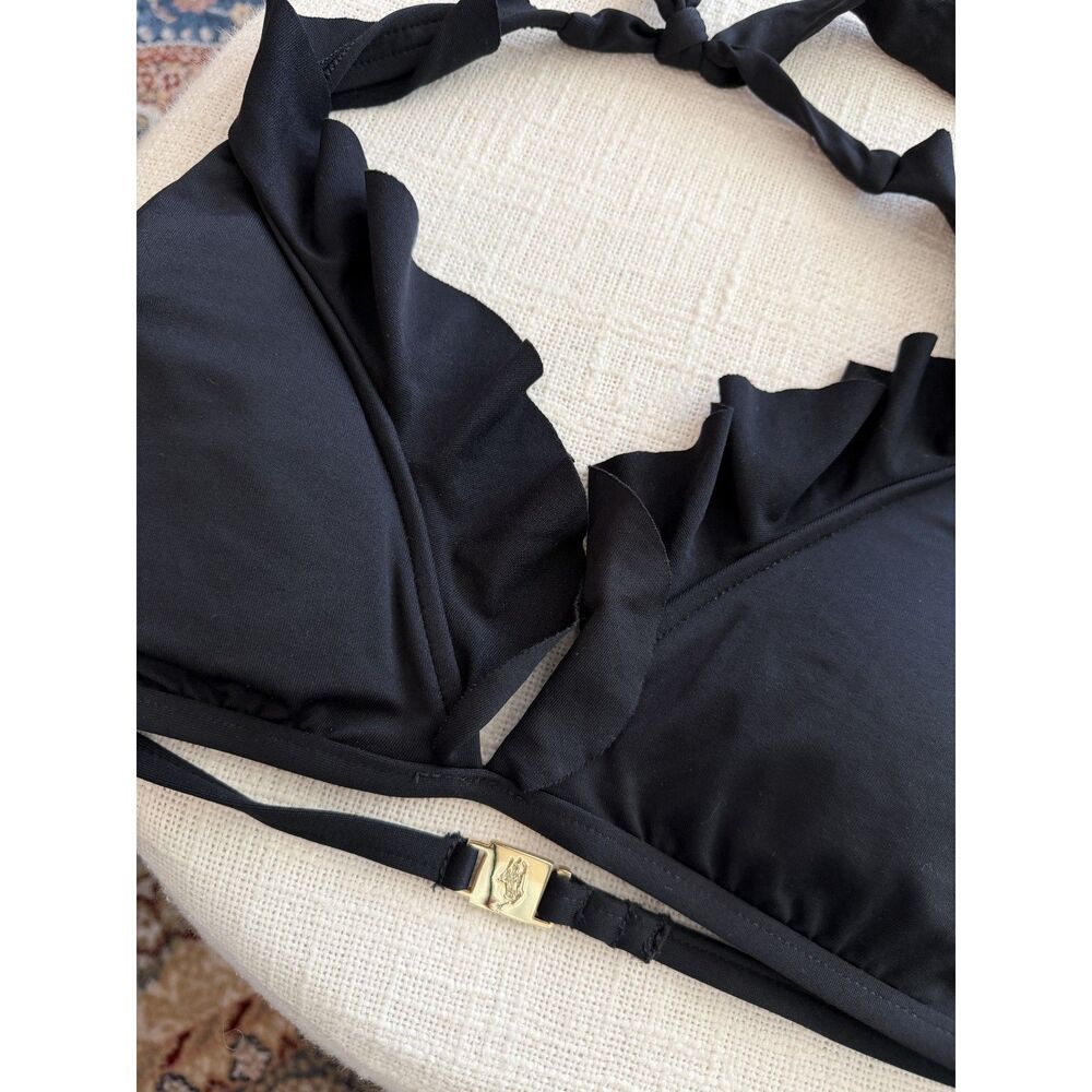 Ralph Lauren swim suit top in black with gold hardware